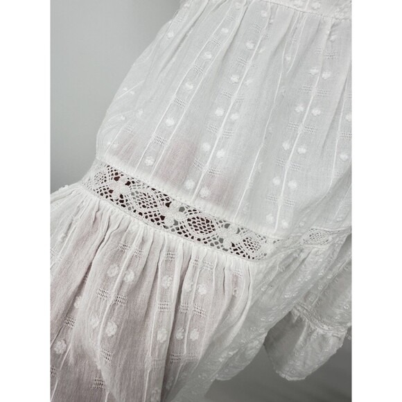 Zara WHITE LACE INSERT DRESS WITH BALLON SLEEVES MEDIUM cottate core mini Size M - Picture 8 of 14